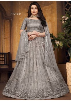 Grey Satin Exclusive Lehenga